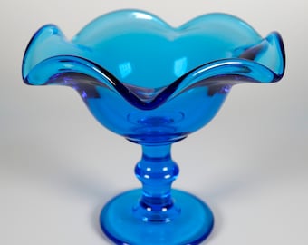 Vintage Imperial Glas Blau Konfekt Teller