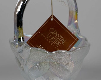 Vintage LE Smith Iridescent Glass Basket