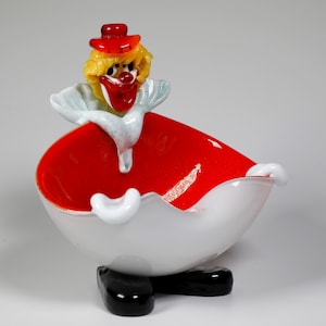 Authentique plat vintage clown en verre de Murano