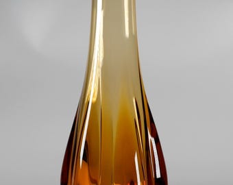 Vintage Viking Amber Swung Glass Epic 6 Petal Vase 17"