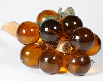 Vintage MCM Amber Lucite Grapes
