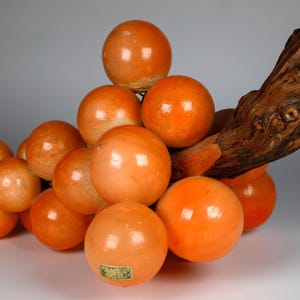 Vintage Italian Alabaster Grapes with Real Wood