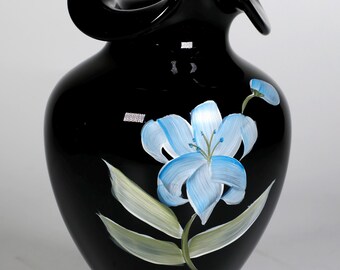 VTG Fenton Ebenholz Handbemalte Blumenvase