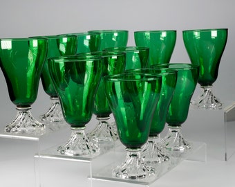 Vintage Anchor Hocking Forrest Green Burple Glasses Sold in Groups of 4 glasses