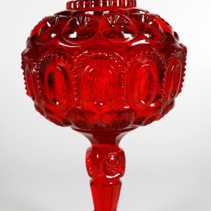 Vintage LG Wright Moon And Star 8&quot; Ruby Covered Candy Dish