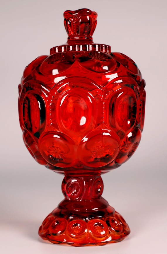 Vintage 8" Amberina LE Smith Moon and Star Candy Dish