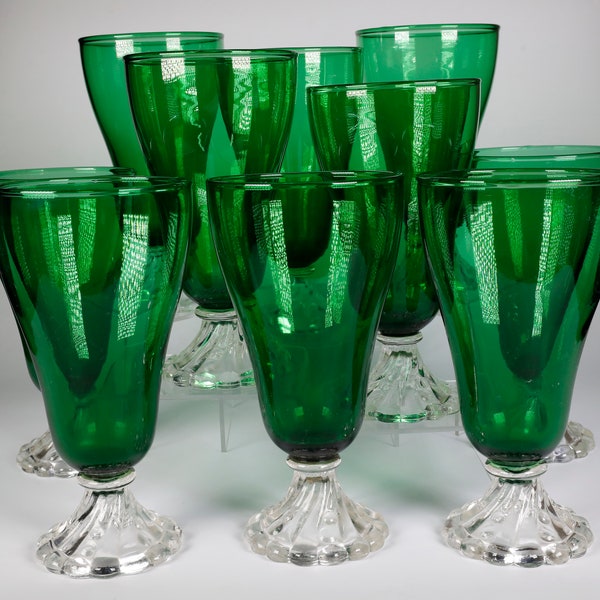 Vintage Anchor Hocking Emerald Green Burple Glasses-Sold in Pairs