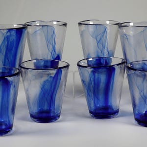 Vintage Bormioli Cobalt Swirl Glasses (Sold Individually)