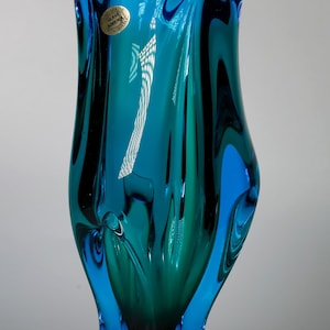 【洗浄済・美品】【チェコ】　Bohemia 花瓶　切子　金彩　シダ植物　ワシ 洗浄済・美品】【チェコ】Bohemia 花瓶切子金彩シダ植物ワシ