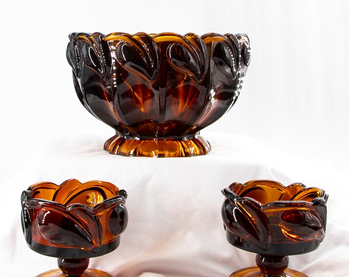 Desert Blossom Bowl Candle Holders by Tiara Glassware made by Indiana