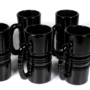 Vintage Tiara Exclusive  6 1/8&quot; Black Kahlau Mugs 1975