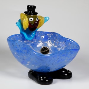 Authentique plat vintage clown en verre de Murano
