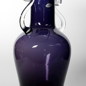 Vintage 14&quot; Blenko Amethyst Vase with Applied Handles and dated on bottom