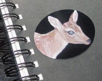 Fawn Fine Art Sticker: Handpainted Oil Design Heavy Duty Sticker