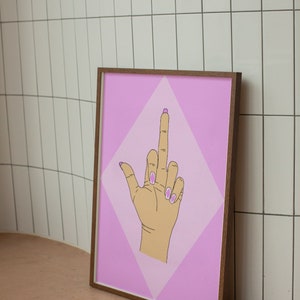 middle finger printable wall art, wall art, pink diamond, nail art, trendy wall art, art print, DIGITAL DOWNLOAD