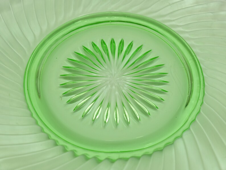 Vintage Uranium Glass 12 Serving Tray Platter W/ Handles Etsy