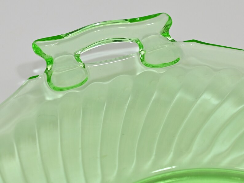 Vintage Uranium Glass 12 Serving Tray Platter W/ Handles Etsy