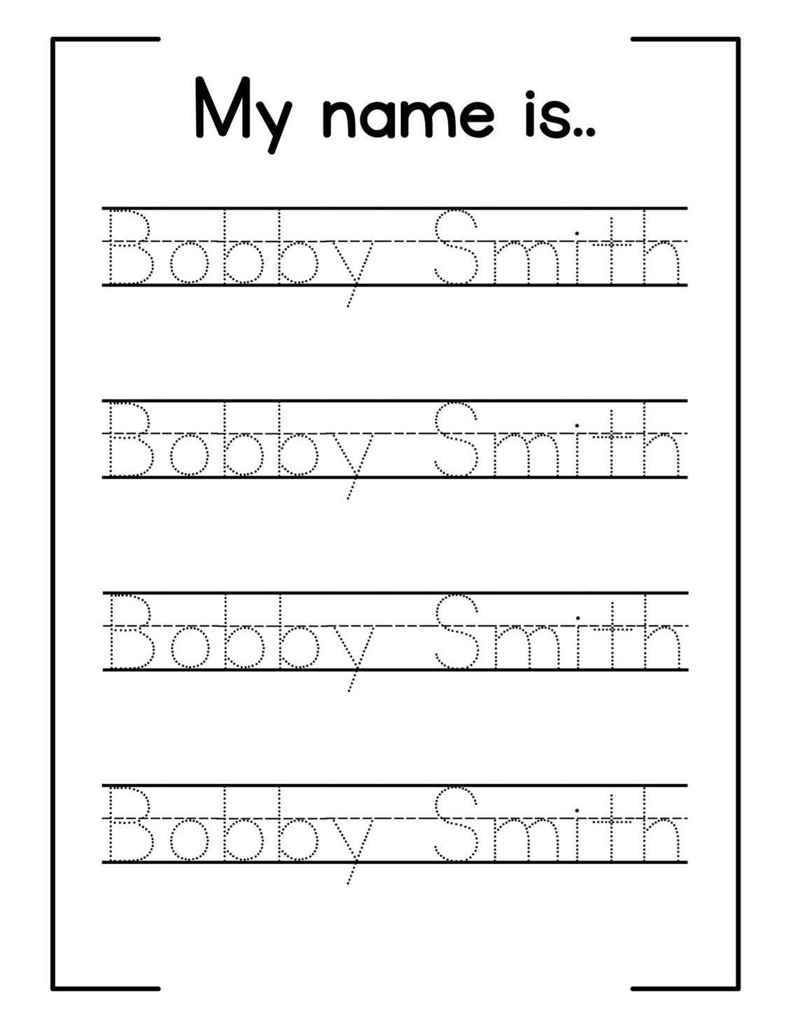 Personalized Name Trace Handwriting Worksheet Customized Printable