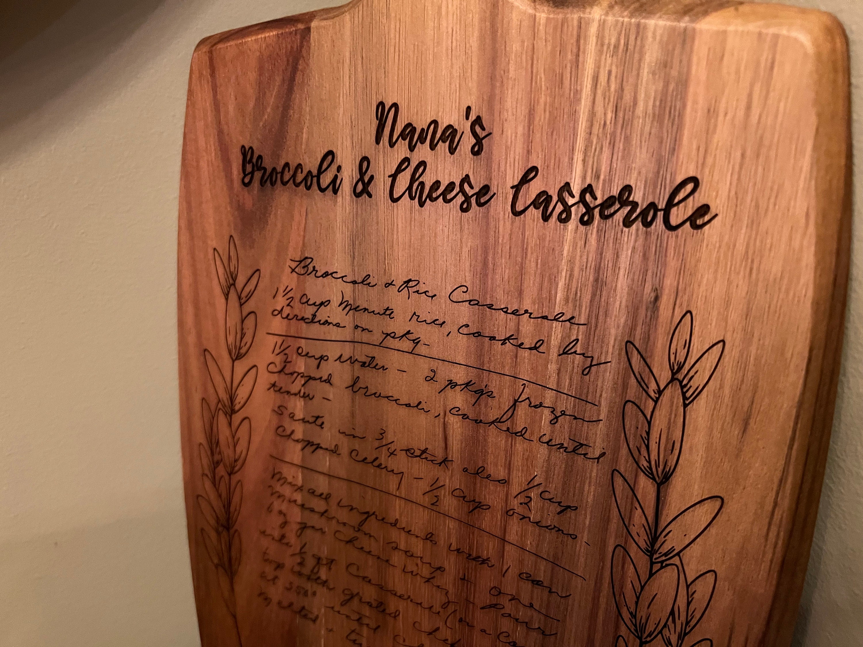 Custom Engraved Rectangular Acacia Wood Recipe Cutting Board - 17" X 10 ...