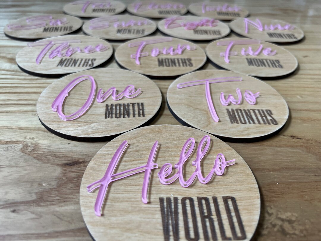 Birch and Acrylic Baby Milestone Disc Set, Milestone Cards, 13 Pieces ...