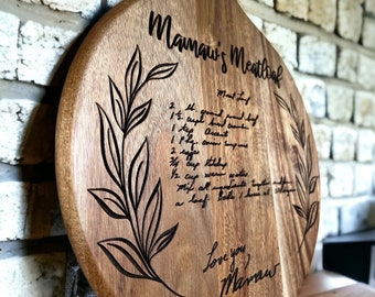 Custom Engraved Acacia Wood Recipe Cutting Board - 12" - Personalize with Your Recipe - Ideal Gift for Anniversary or Mothers Day!