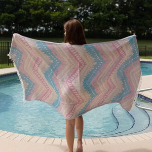 OEKO-TEX Certified Soft Cotton Beach Towel, Organic Turkish Peshtemal, Beach Sarong, Bath Towel, Gift Beach Blanket, Bridesmaid Gifts
