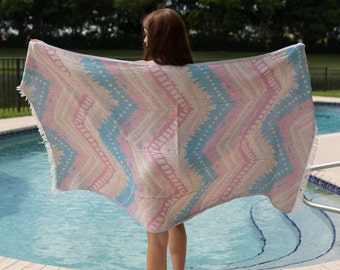 OEKO-TEX Certified Soft Cotton Beach Towel, Organic Turkish Peshtemal, Beach Sarong, Bath Towel, Gift Beach Blanket, Bridesmaid Gifts