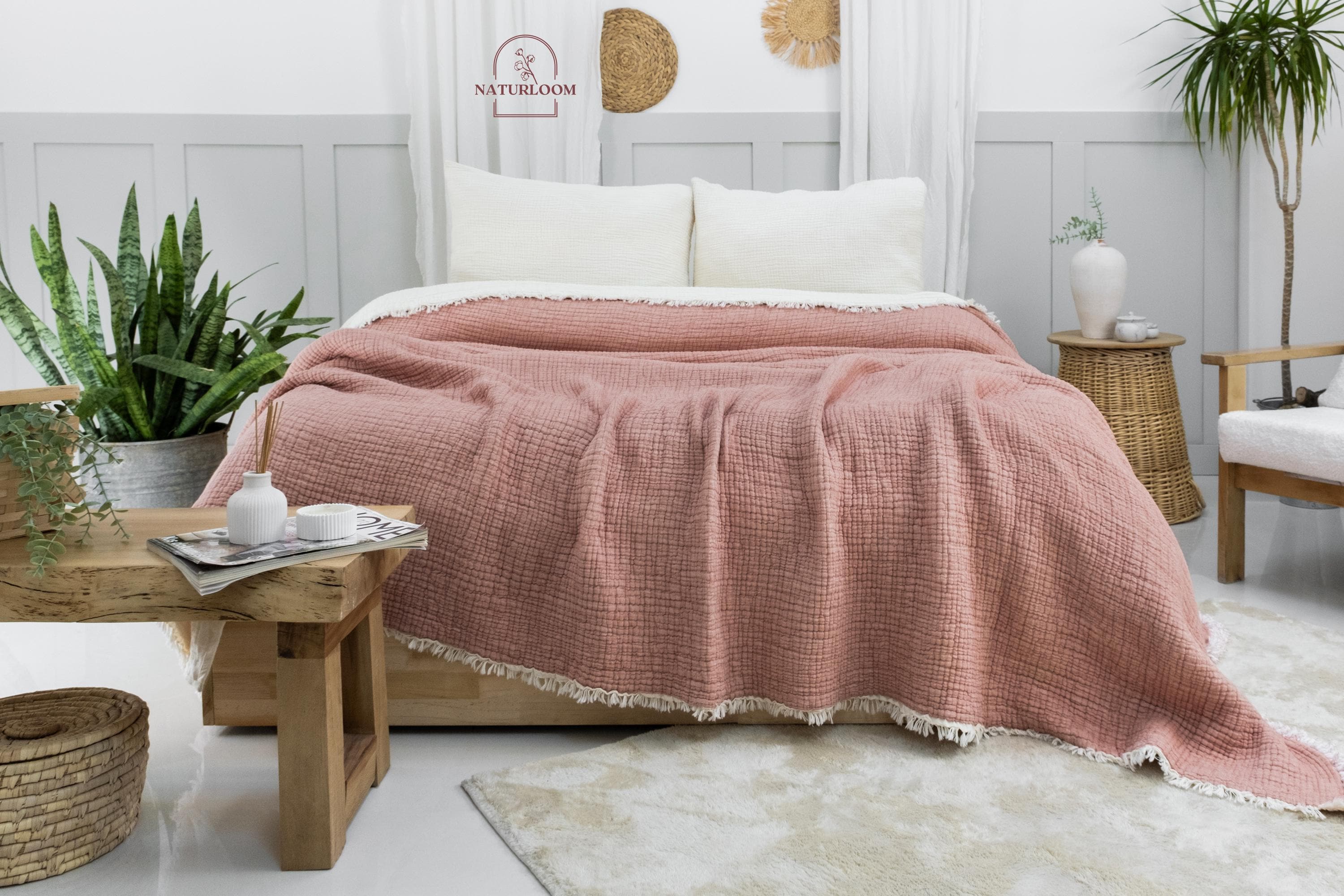 8 Layer Muslin Comforter, GOTS Certified Muslin Quilt, King Size Bedspread, Cotton Quilt, Housewarming Gift, Thanksgiving Christmas Gift