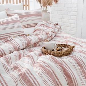 Organic Muslin Duvet Cover, Breathable Gauze Comforter Cover, King Size Bedding Set, Luxury Cotton Quilt Cover, Soft Muslin Bed Linen