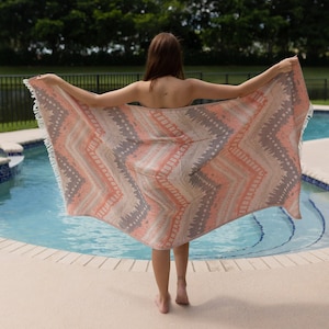 OEKO-TEX Certified Soft Cotton Beach Towel, Organic Turkish Peshtemal, Beach Sarong, Bath Towel, Gift Beach Blanket, Bridesmaid Gifts