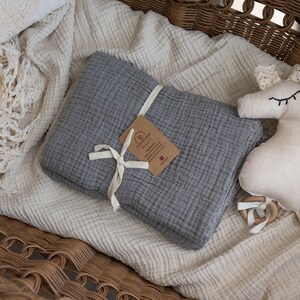 4 Layer Organic Muslin Baby Blanket, Soft Cotton Baby Swaddle, Newborn Gift for Girl or Boy, Muslin Baby Quilt image 9