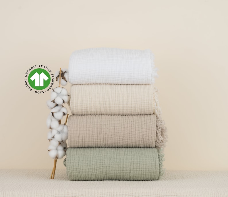 Soft Organic Cotton Gauze Blanket, Muslin King Queen Bedspread, Muslin Throw Blanket image 6