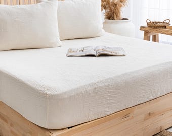 Washed Muslin Flat Sheet, Breathable Top Sheet, Organic Muslin Flat Bed Sheet, GOTS Certified Cotton Bedding, King, Queen Size Flat Sheet