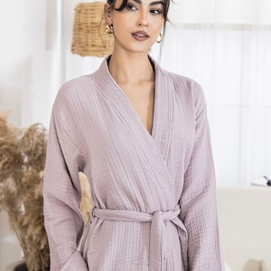 Organic Cotton Muslin Robe, Oversized Gauze Kimono Robe, Lightweight Turkish Cotton Robe, Soft Long Robe, Turkish Bathrobe, Bridal Robe