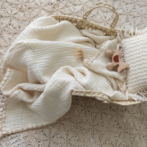 4 Layer Organic Muslin Baby Blanket, Soft Cotton Baby Swaddle, Newborn Gift for Girl or Boy, Muslin Baby Quilt image 1