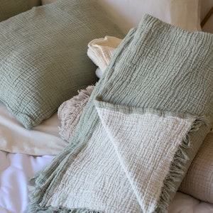 Soft Organic Cotton Gauze Blanket, Muslin King Queen Bedspread, Cotton Quilt, Muslin Baby Swaddle