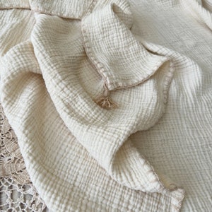 4 Layer Organic Muslin Baby Blanket, Soft Cotton Baby Swaddle, Newborn Gift for Girl or Boy, Muslin Baby Quilt image 4