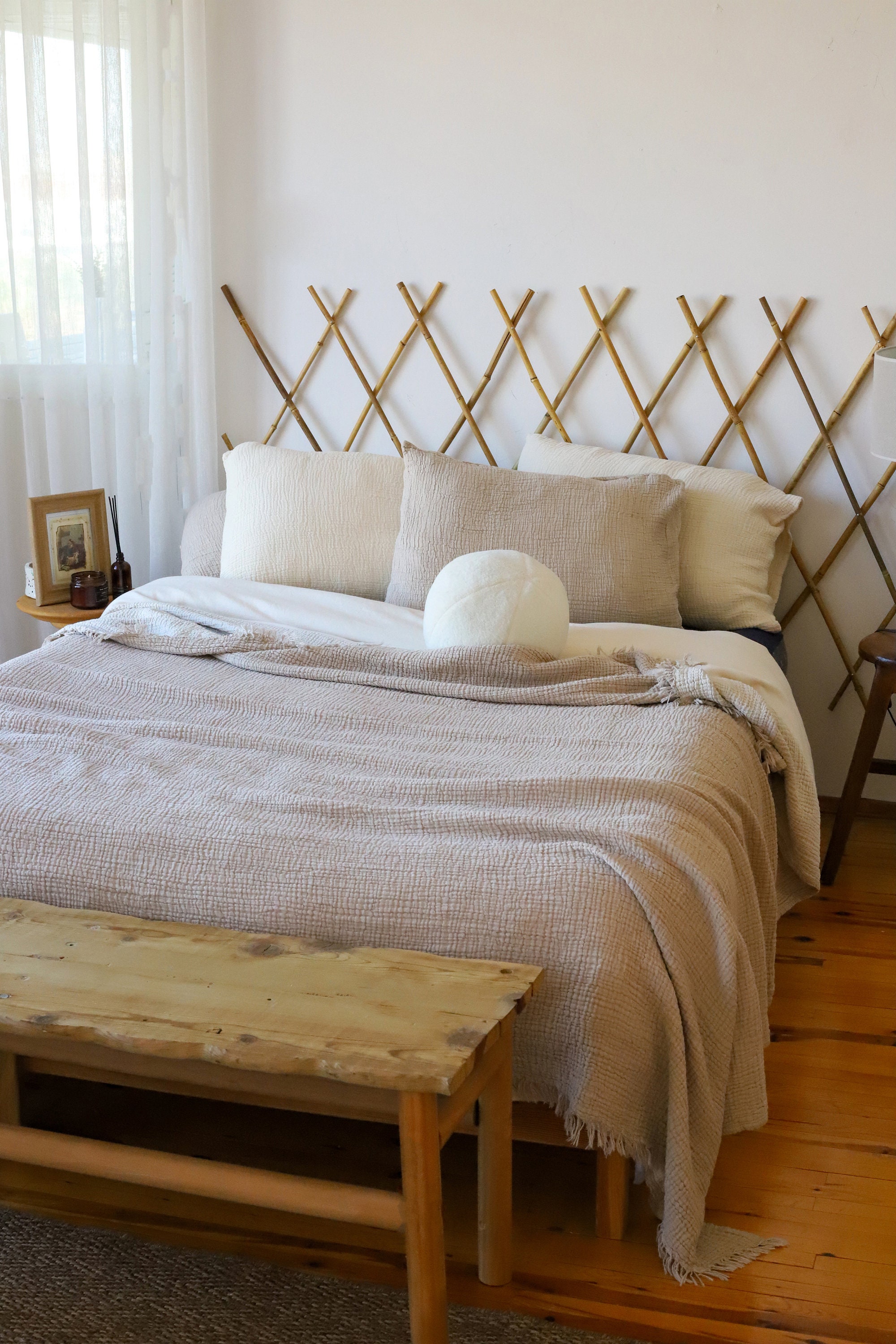 100% Cotton 4-Layer Gauze Throw Blanket – 80x90 Inch Soft Boho Bed & Couch Quilt - View #12