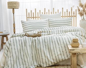 Organic Cotton Duvet Cover, Breathable Muslin Comforter Cover, Luxury Gauze Bed Linen Set, King Size Bedding Set, Cotton Quilt Cover