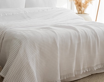 Organic Cotton Waffle Blanket, Bedding Set King, Turkish Blanket, Queen Bedspread