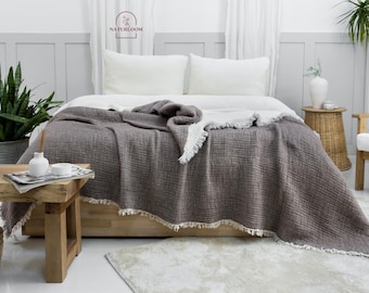 8 Layer Muslin Comforter, Organic Cotton Quilt, GOTS Certified Muslin Blanket, King Size Quilt, Housewarming Gift, Thanksgiving Gift Idea