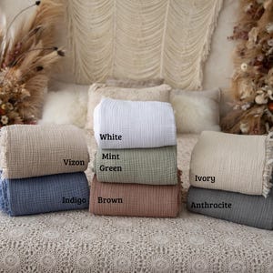 100 % Soft 4 Layer Gauze Blanket, Cotton Muslin King Bedcover, Organic Muslin Throw Blanket, OEKO-TEX Certified Bedspread, Turkish Blanket ANTRASIT