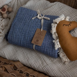 4 Layer Organic Muslin Baby Blanket, Soft Cotton Baby Swaddle, Newborn Gift for Girl or Boy, Muslin Baby Quilt image 7