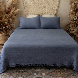 100 % Soft 4 Layer Gauze Blanket, Cotton Muslin King Bedspread, Organic Muslin Throw Blanket, Linen Duvet Cover, King Size Quilt