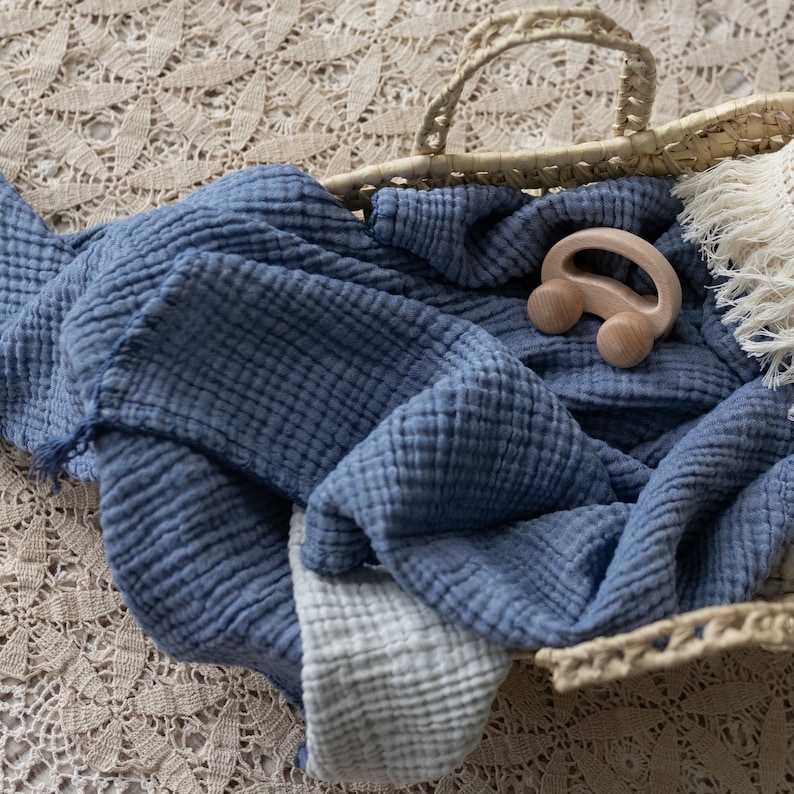 4 Layer Organic Muslin Baby Blanket, Soft Cotton Baby Swaddle, Newborn Gift for Girl or Boy, Muslin Baby Quilt image 2