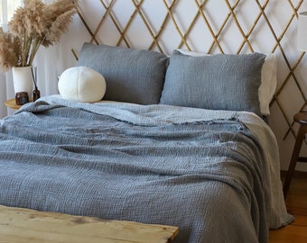 Soft Gauze Muslin Throw Blanket, Adult Muslin Blanket, Organic Cotton Quilt, Muslin Bedspread