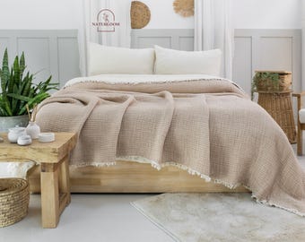 6 Layers Muslin King Size Quilt, Gauze Blanket, Cotton Quilt, Turkish Blanket, Muslin Blanket, Muslin Throw Blanket, Muslin Comforter