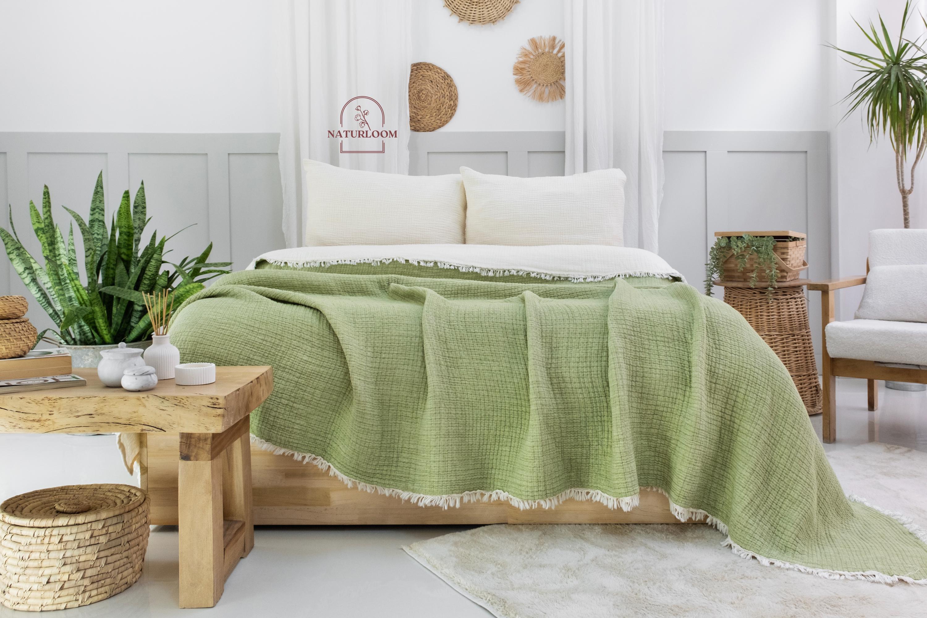 8 Layer Muslin King Size Quilt, GOTS Certified Cotton Quilt, Muslin Comforter, Thick Gauze Quilt, Housewarming Gift, Thanksgiving Gift