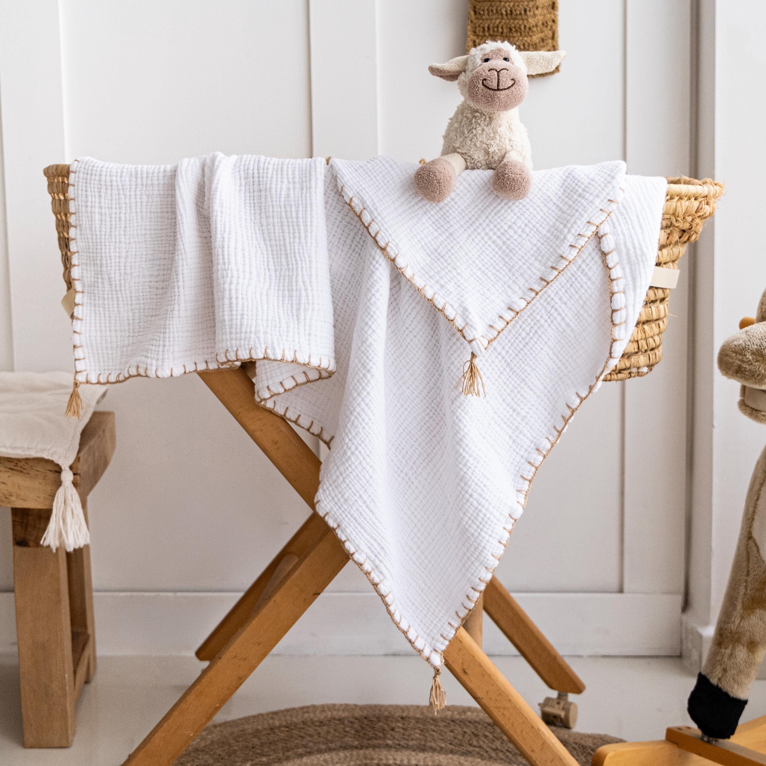 GOTS Certified Muslin Baby Blanket, Organic Cotton Baby Quilt, 4 Layer Muslin Swaddle, Newborn Gift, Baby Shower Gift, Baby Girl Blanket