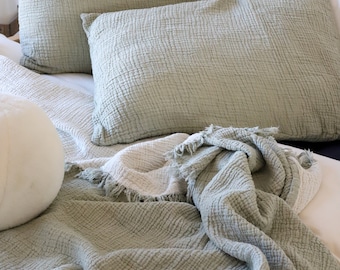 Soft Organic Cotton Gauze Blanket, Muslin Bedspread, Muslin Throw Blanket, Muslin Blanket, Throw Blanket Couch, Boho throw Blanket